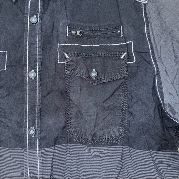 Men’s Distillery Brand Y2K Contrast Slight Grey Black Button Down Polo Size: XL - Picture 8 of 10